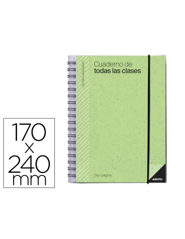 Cuaderno de todas las clases profesorado addittio 256 paginas dia pagina color verde 170x240 mm