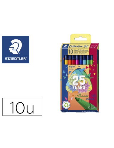 Rotulador staedtler triplus happy estuche de 10 unidades colores surtidos