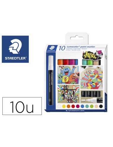 Rotulador staedtler tinta acrilica punta redonda 24 mm estuche de 10 unidades colores surtidos