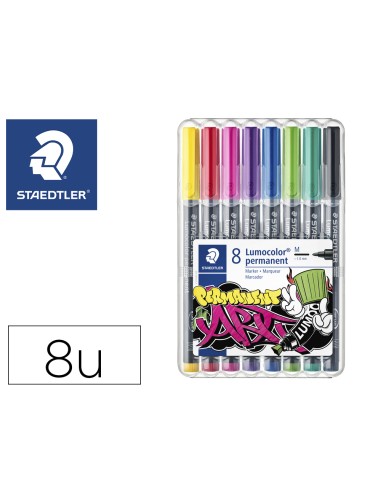 Rotulador staedtler lumocolor permanente art estuche de 8 unidades colores surtidos