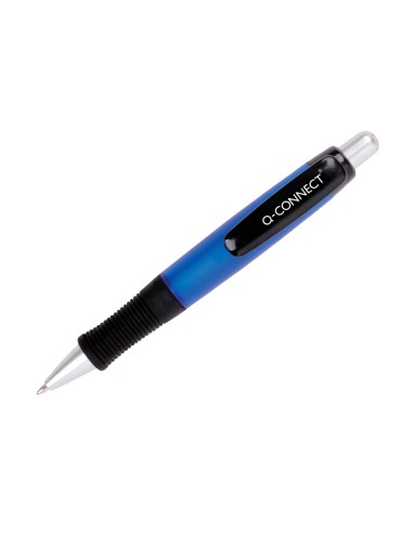 Boligrafo q connect premium retractil con sujecion de caucho color azul punta 1 mm