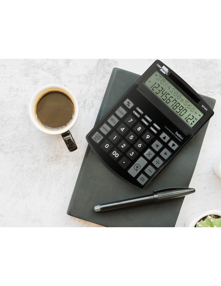 Calculadora liderpapel sobremesa xf40 12 digitos dos lineas solar y pilas negro 175x120x30 mm 40 reciclada
