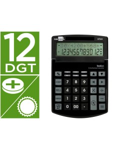Calculadora liderpapel sobremesa xf40 12 digitos dos lineas solar y pilas negro 175x120x30 mm 40 reciclada