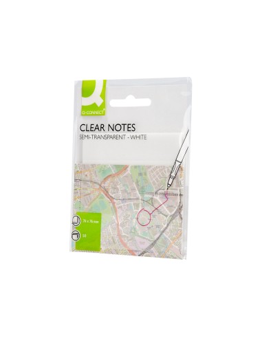 Bloc de notas adhesivas quita y pon q connect 76x76 mm removible plastico translucido blanco 50 hojas