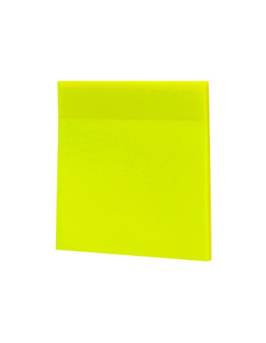Bloc de notas adhesivas quita y pon q connect 76x76 mm removible plastico translucido amarillo neon con 50 hojas