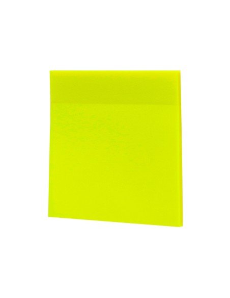 Bloc de notas adhesivas quita y pon q connect 76x76 mm removible plastico translucido amarillo neon con 50 hojas