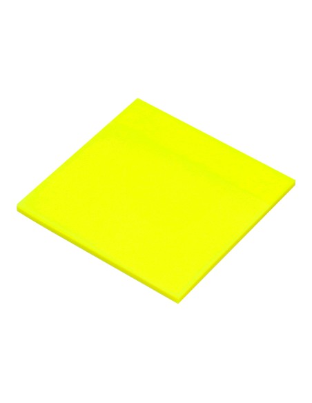 Bloc de notas adhesivas quita y pon q connect 76x76 mm removible plastico translucido amarillo neon con 50 hojas