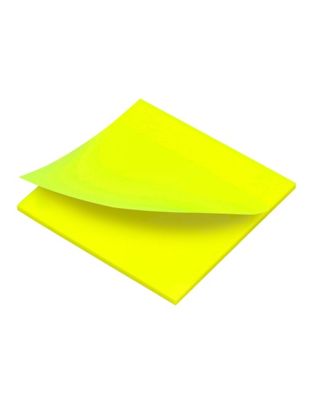 Bloc de notas adhesivas quita y pon q connect 76x76 mm removible plastico translucido amarillo neon con 50 hojas