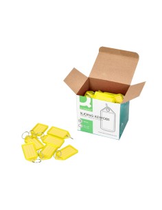 Llavero portaetiquetas q connect premium color amarillo caja de 40 unidades