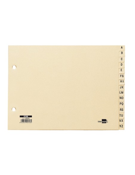 Indice alfabetico liderpapel cartulina para archivador 15 posiciones a z cuarto apaisado