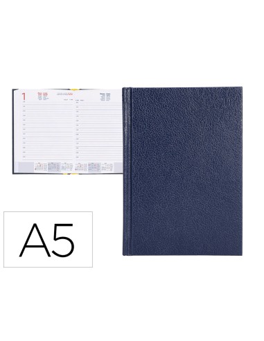 Agenda encuadernada liderpapel corfu 15x21 cm 2024 dia pagina color azul papel 60 gr