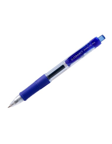 Boligrafo q connect sigma retractil con sujecion de caucho tinta gel 05 mm color azul