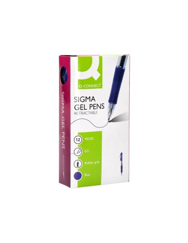Boligrafo q connect sigma retractil con sujecion de caucho tinta gel 05 mm color azul