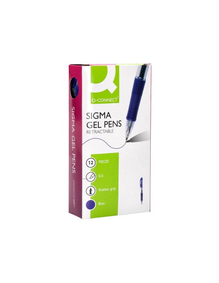 Boligrafo q connect sigma retractil con sujecion de caucho tinta gel 05 mm color azul