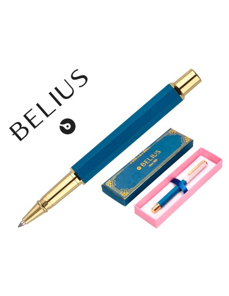 Boligrafo belius macaron bliss forma hexagonal color rosa azul y dorado tinta azul caja de diseno Boligrafo belius macaron bliss forma hexagonal color rosa azul y dorado tinta azul caja de diseno