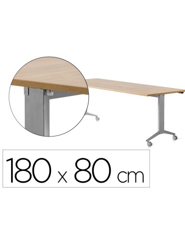 Mesa rocada 2003fd08 con tablero abatible color aluminio roble 180x80 cm