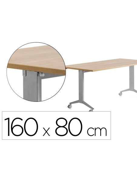 Mesa rocada 2002fd08 con tablero abatible color aluminio roble 160x80 cm Mesa rocada 2002fd08 con tablero abatible color aluminio roble 160x80 cm