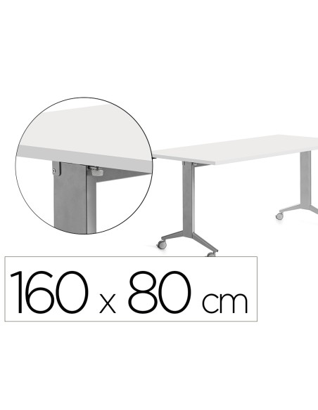 Mesa rocada 2002fd04 con tablero abatible color aluminio blanco 160x80 cm Mesa rocada 2002fd04 con tablero abatible color aluminio blanco 160x80 cm