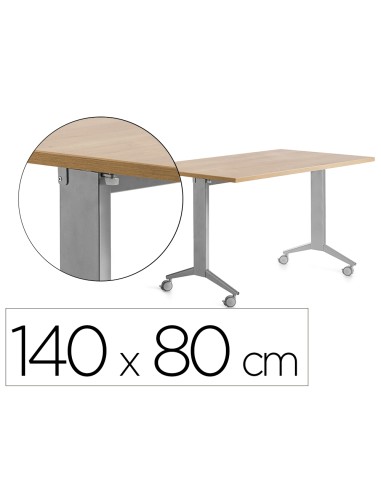 Mesa rocada 2001fd08 con tablero abatible color aluminio roble 140x80 cm
