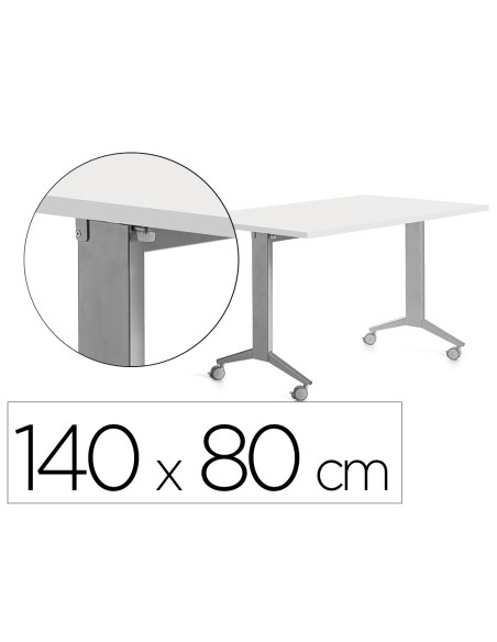 Mesa rocada 2001fd04 con tablero abatible color aluminio blanco 140x80 cm Mesa rocada 2001fd04 con tablero abatible color aluminio blanco 140x80 cm