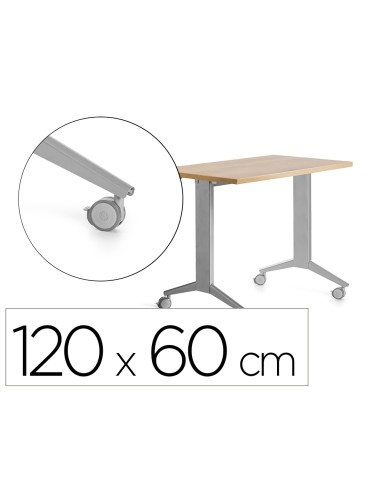 Mesa rocada 2000fd08 con tablero abatible color aluminio roble 120x60 cm