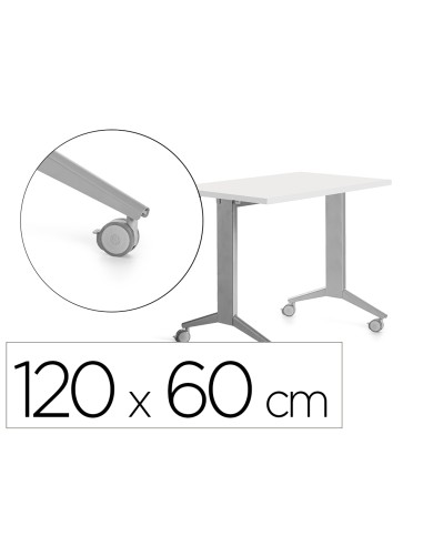 Mesa rocada 2000fd04 con tablero abatible color aluminio blanco 120x60 cm