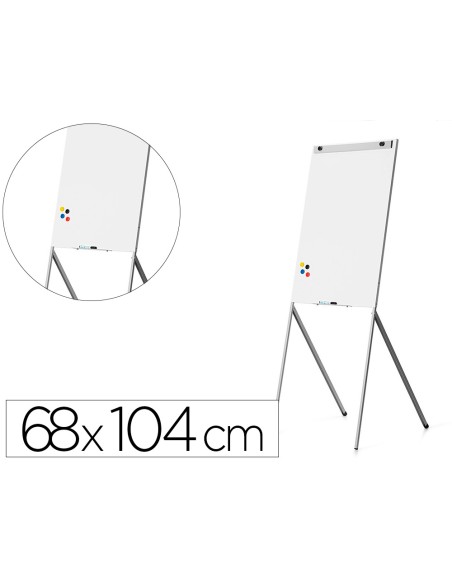 Pizarra blanca rocada para conferencias lacada magnetica metalica con brazo extensible lateral para 2 hojas 68x104 cm