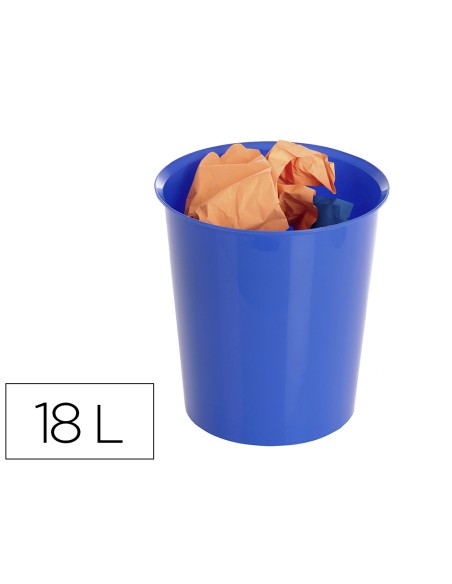 Papelera plastico archivo 2000 ecogreen 100 reciclada 18 litros color azul 290x310 mm