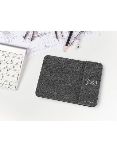 Alfombrilla para raton q connect con cargador inalambrico color gris 300x220 mm