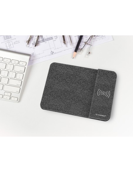 Alfombrilla para raton q connect con cargador inalambrico color gris 300x220 mm