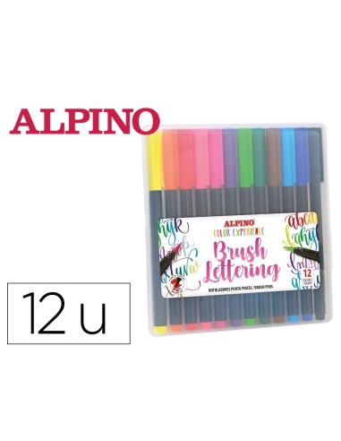 Rotulador alpino punta de pincel lettering estuche de 12 unidades colores surtidos