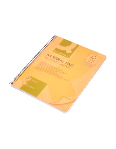 Cuaderno espiral q connect a5 micro tapa plastico 80h 70g cuadro 5mm sin bandas 6 taladros rosa fsc