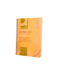 Cuaderno espiral q connect a5 micro tapa plastico 80h 70g cuadro 5mm sin bandas 6 taladros rosa fsc