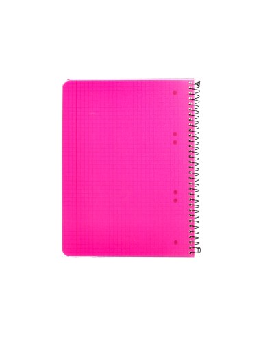 Cuaderno espiral q connect a5 micro tapa plastico 80h 70g cuadro 5mm sin bandas 6 taladros naranja fsc