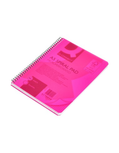 Cuaderno espiral q connect a5 micro tapa plastico 80h 70g cuadro 5mm sin bandas 6 taladros naranja fsc