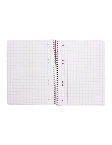 Cuaderno espiral q connect a5 micro tapa plastico 80h 70g cuadro 5mm sin bandas 6 taladros naranja fsc