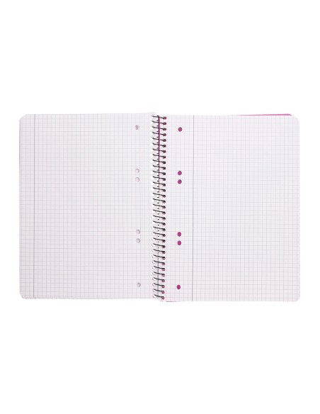Cuaderno espiral q connect a5 micro tapa plastico 80h 70g cuadro 5mm sin bandas 6 taladros naranja fsc
