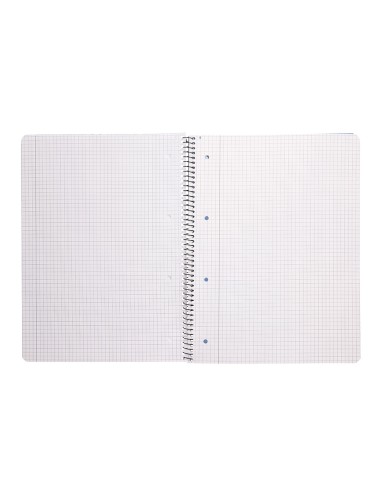 Cuaderno espiral q connect a4 micro tapa plastico 80h 70g cuadro 5mm sin bandas 4 taladros azul fsc
