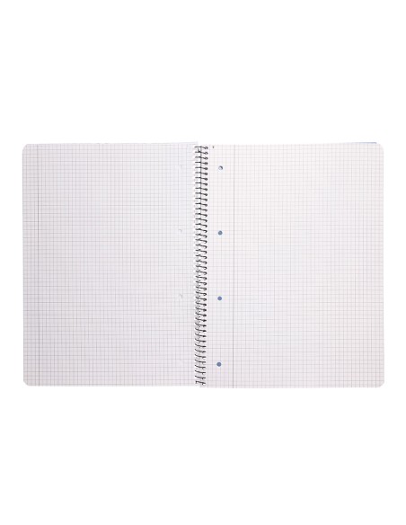 Cuaderno espiral q connect a4 micro tapa plastico 80h 70g cuadro 5mm sin bandas 4 taladros azul fsc