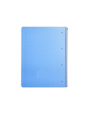 Cuaderno espiral q connect a4 micro tapa plastico 80h 70g cuadro 5mm sin bandas 4 taladros azul fsc