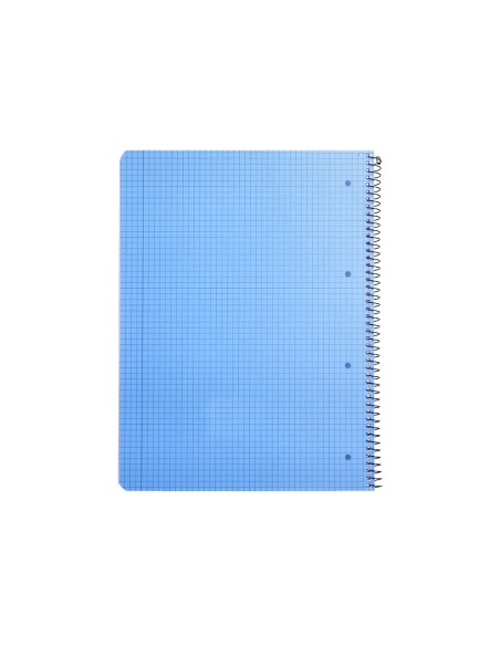 Cuaderno espiral q connect a4 micro tapa plastico 80h 70g cuadro 5mm sin bandas 4 taladros azul fsc