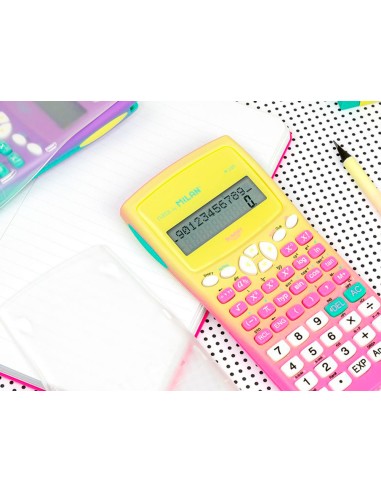 Calculadora milan cientifica m240 sunset tapa translucida 2 lineas 240 funciones 102 digitos color rosa amarillo
