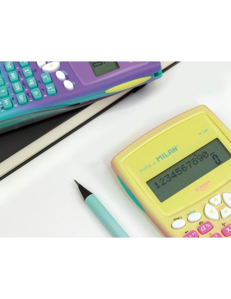 Calculadora milan cientifica m240 sunset tapa translucida 2 lineas 240 funciones 102 digitos color rosa amarillo Calculadora milan cientifica m240 sunset tapa translucida 2 lineas 240 funciones 102 digitos color rosa amarillo