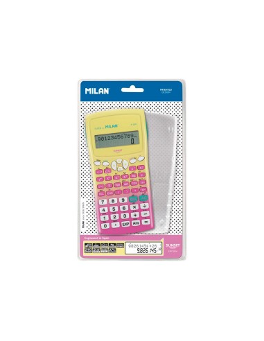 Calculadora milan cientifica m240 sunset tapa translucida 2 lineas 240 funciones 102 digitos color rosa amarillo