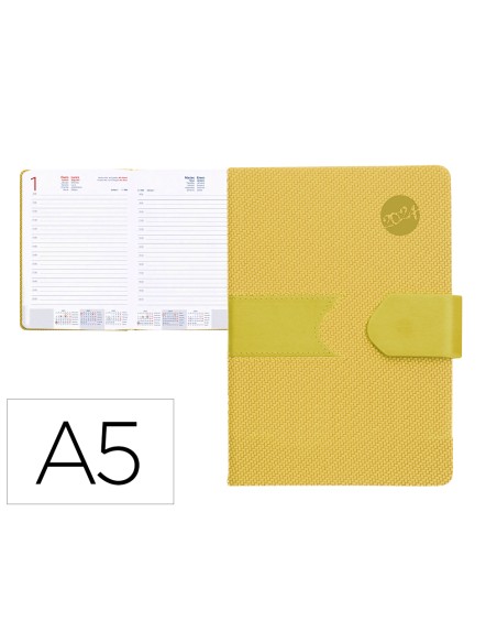 Agenda encuadernada liderpapel lidhor 15x21 cm 2024 dia pagina color amarillo papel 70 gr