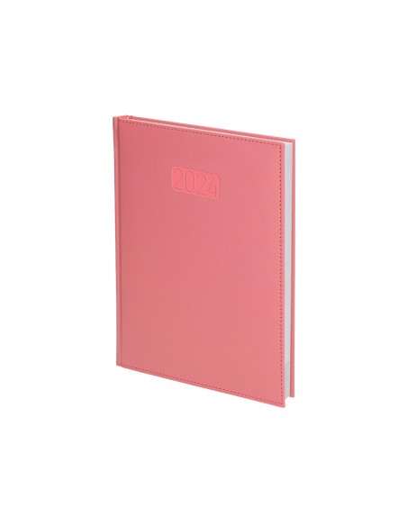 Agenda encuadernada liderpapel creta 17x24 cm 2024 dia pagina color rosa papel 70 gr