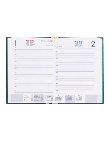 Agenda encuadernada liderpapel corfu 15x21 cm 2024 dia pagina color verde papel 60 gr