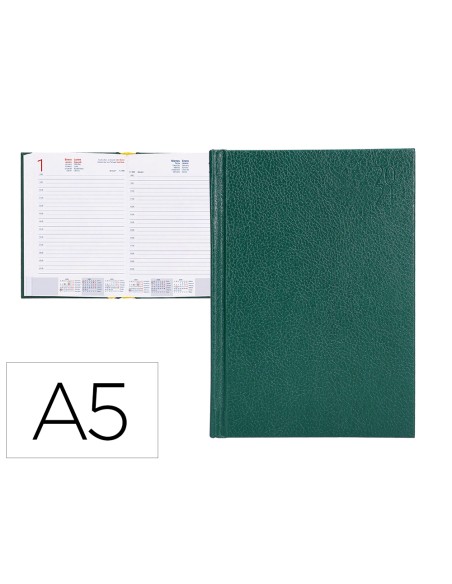 Agenda encuadernada liderpapel corfu 15x21 cm 2024 dia pagina color verde papel 60 gr