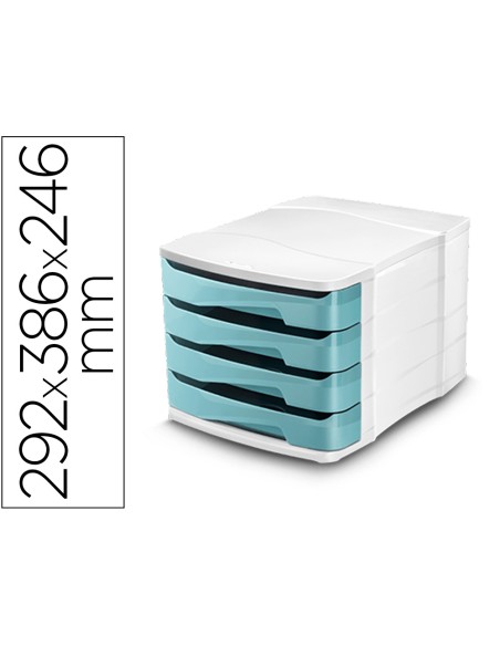 Fichero cajones de sobremesa cep protect antibacteriano 4 cajones color blanco verde agua 292x386x246 mm