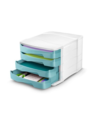 Fichero cajones de sobremesa cep protect antibacteriano 4 cajones color blanco verde agua 292x386x246 mm